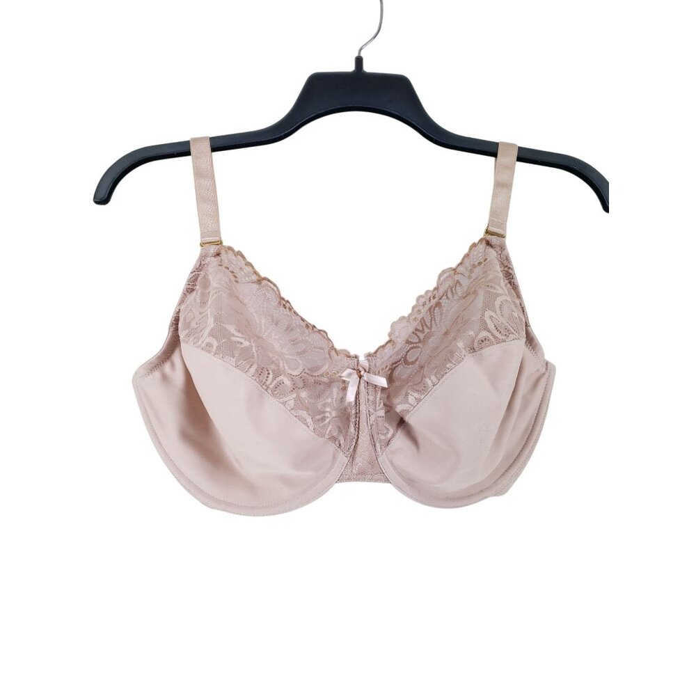 Glamorise Womens Tan Lace Underwire Full Figure Bra Size 40F